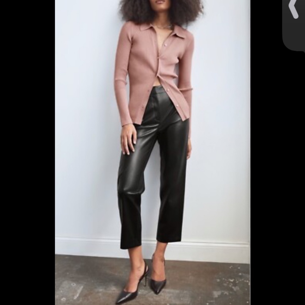 Nwot aritzia Babaton faux leather vegan crop pants trouser $138 classic casual